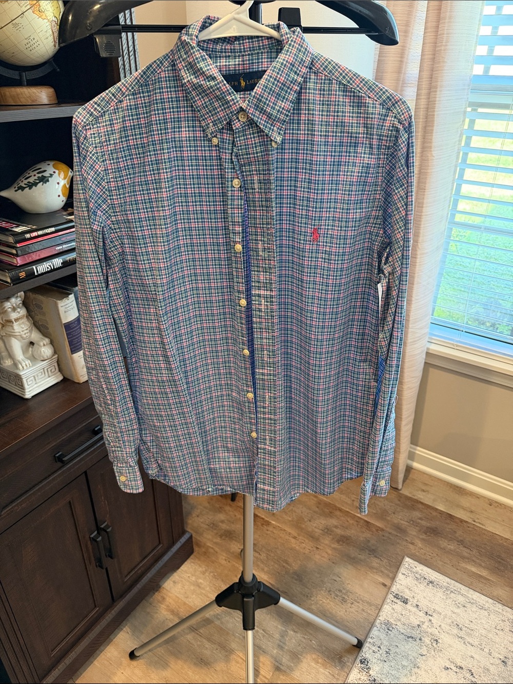 Ralph Lauren Blue and green Size Small S Button-Down Shirt button down collar